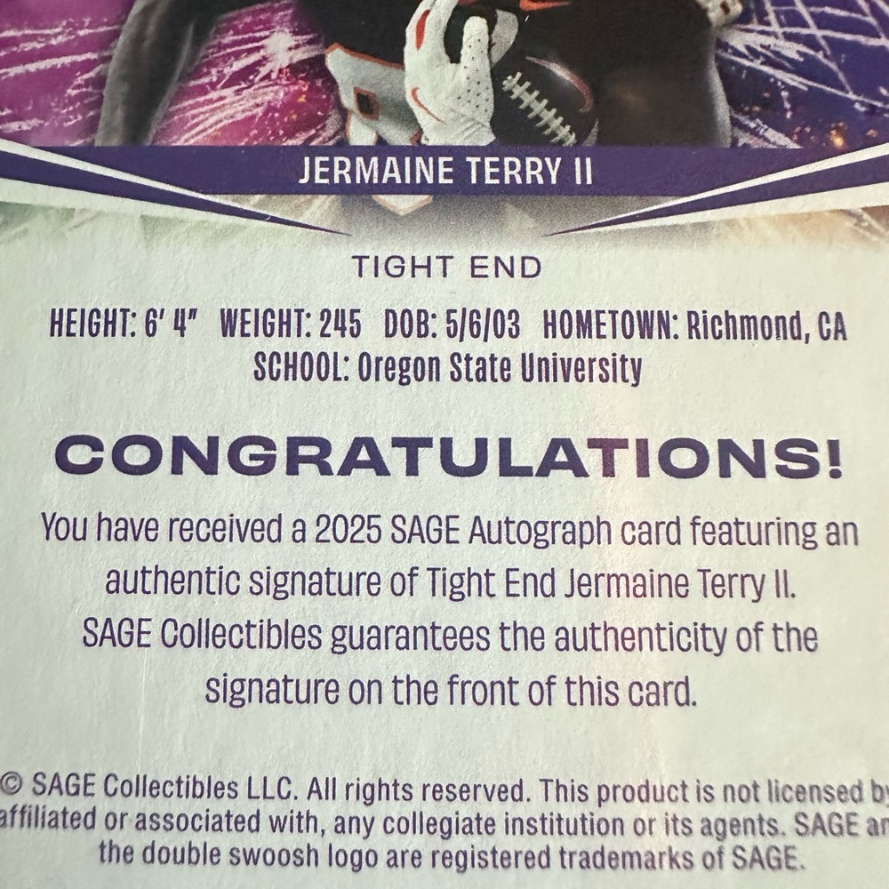 Beautiful Autographed Card - Picture 4 of 4